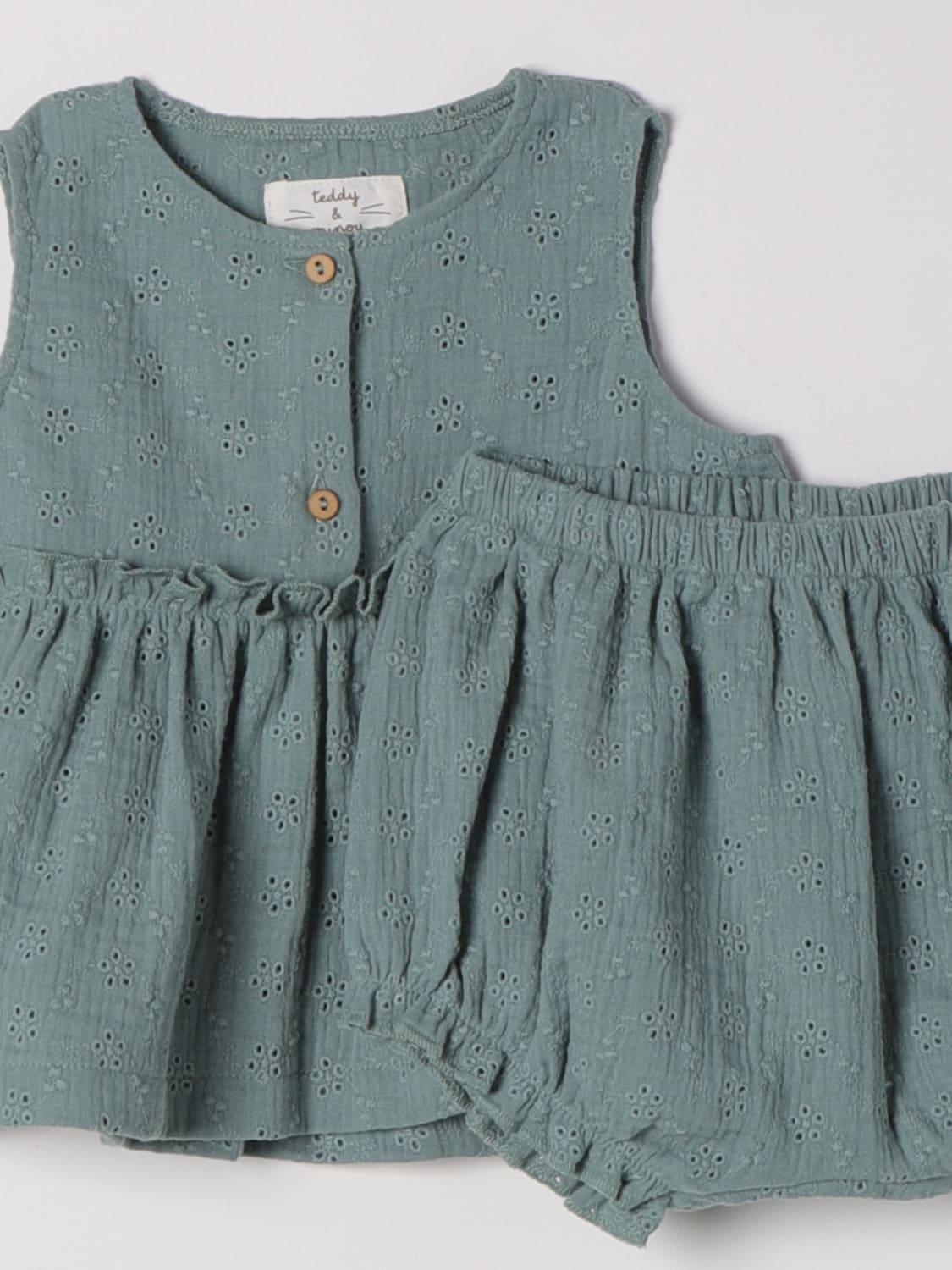 TEDDY & MINOU JUMPSUIT: Teddy & Minou baby blouse and shorts, Green - Img 3