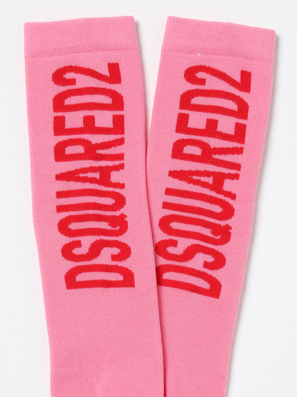 DSQUARED2 CALZE: Calze Dsquared2 Junior in cotone stretch con logo jacquard , Rosa - Img 2