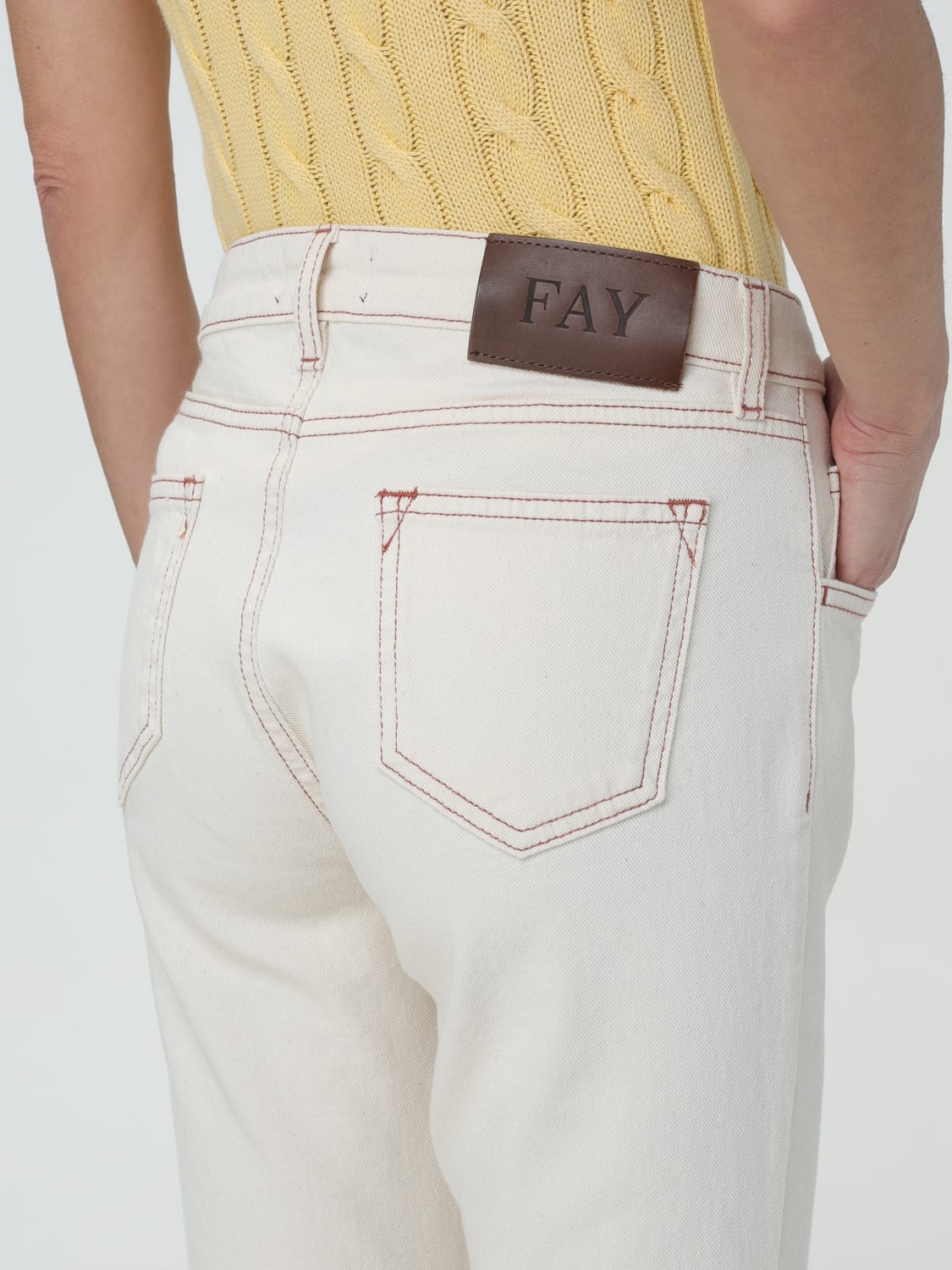 FAY JEANS: Pants woman Fay, Yellow Cream - Img 3