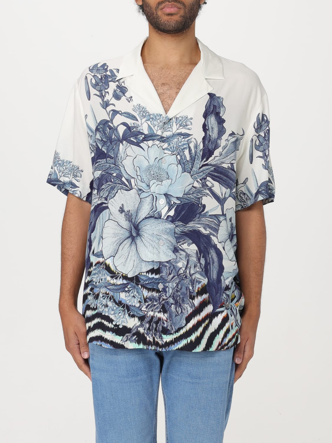 JUST CAVALLI CAMICIA: Camicia Just Cavalli in viscosa con stampa floreale , Bianco - Img 1