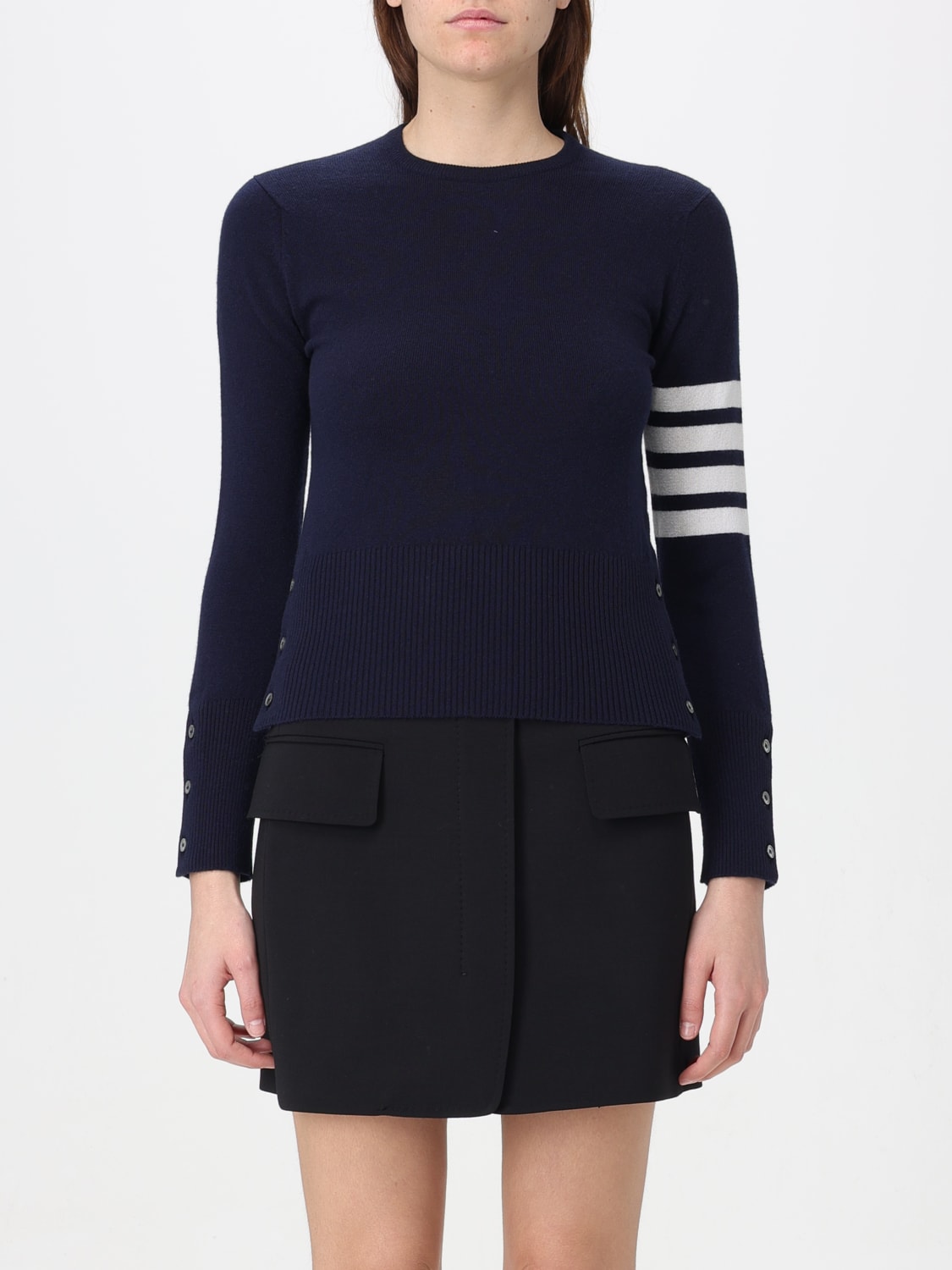 THOM BROWNE SWEATER: Sweatshirt woman Thom Browne, Blue - Img 1