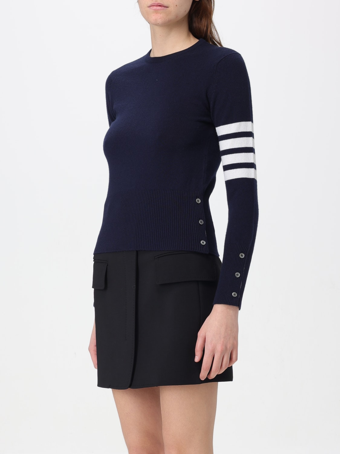 THOM BROWNE SWEATER: Sweatshirt woman Thom Browne, Blue - Img 3