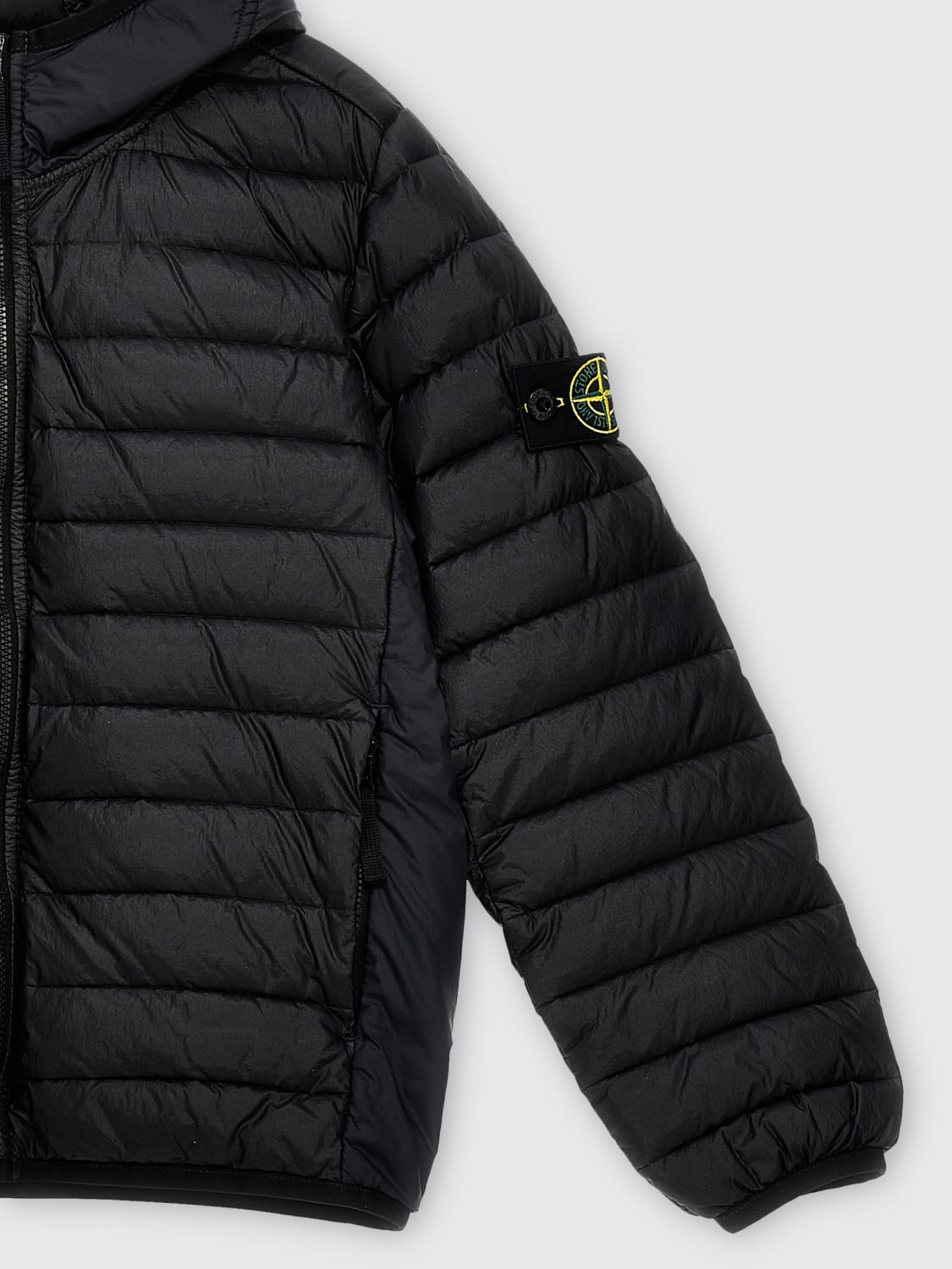 Boys black stone island jacket discount