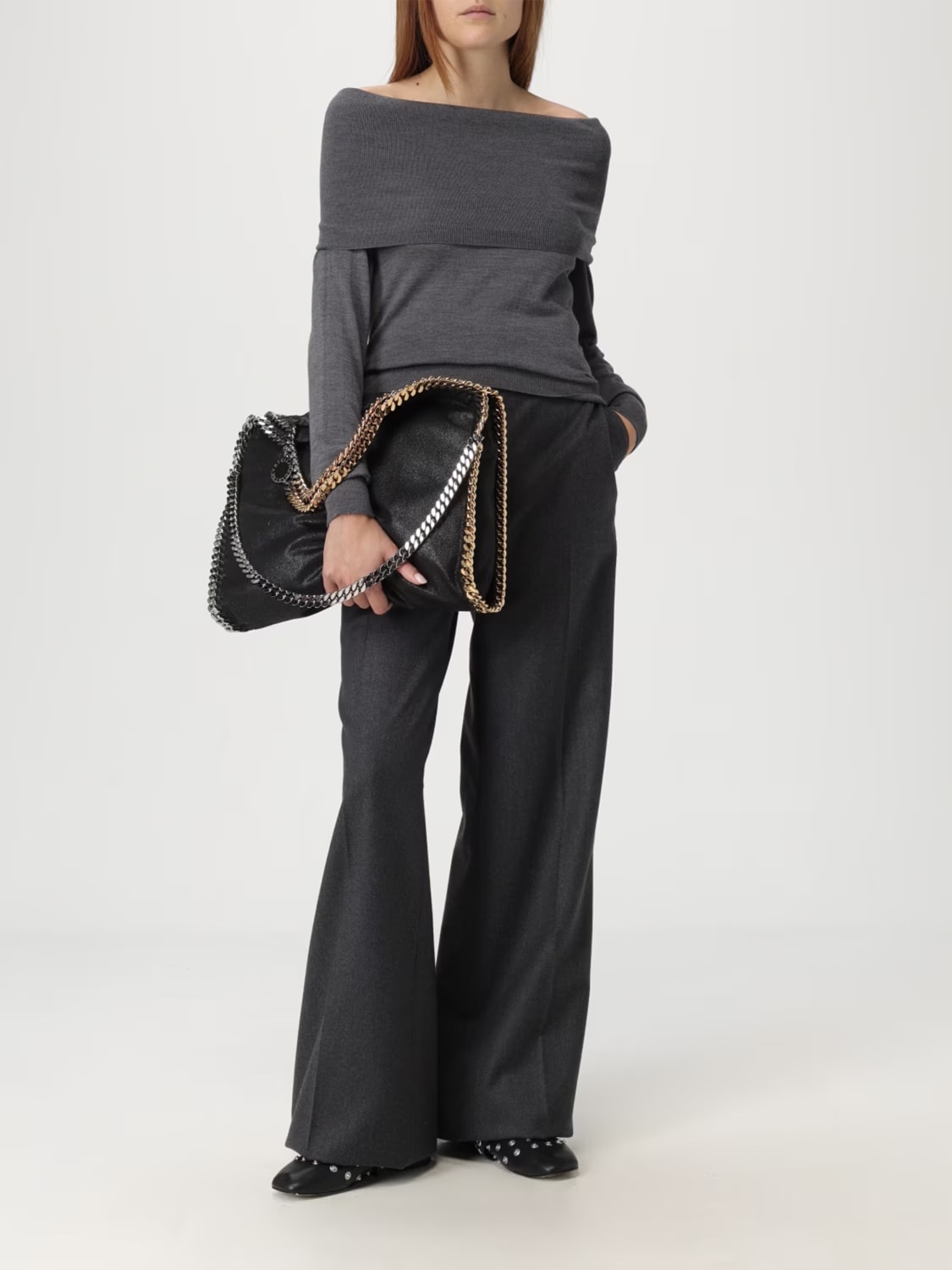 STELLA MCCARTNEY BORSA TOTE: Borsa Tote Falabella Stella McCartney in camoscio sintetico cracklè , Nero - Img 2