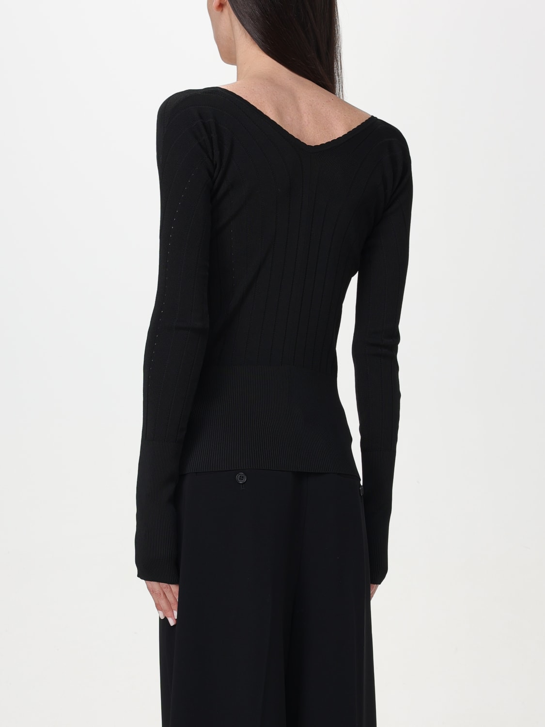 JACQUEMUS MAGLIA: Maglia Jacquemus in misto viscosa , Nero - Img 2