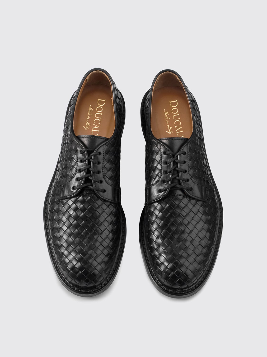 Doucal's patent-finish leather derby shoes - Black