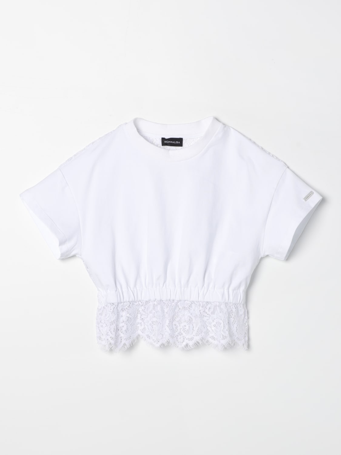 MONNALISA T-SHIRT: T-shirt Monnalisa con inserti in pizzo, Bianco - Img 1