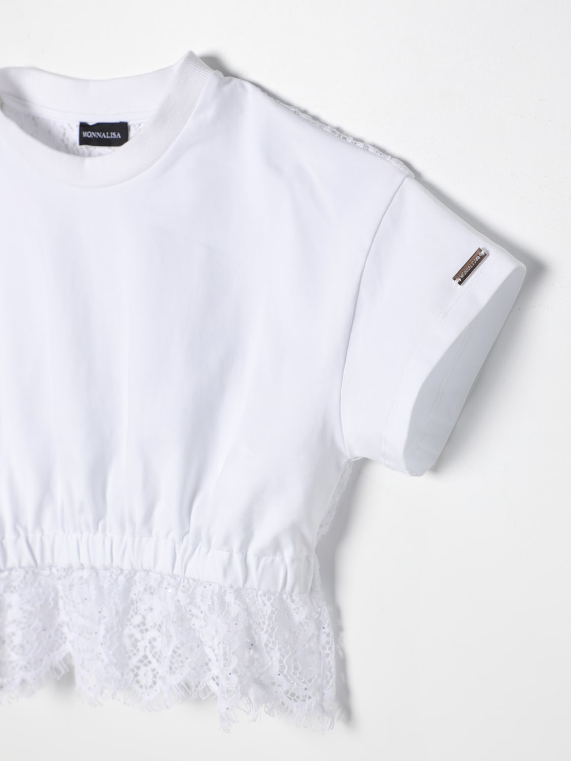 MONNALISA T-SHIRT: T-shirt Monnalisa con inserti in pizzo, Bianco - Img 3