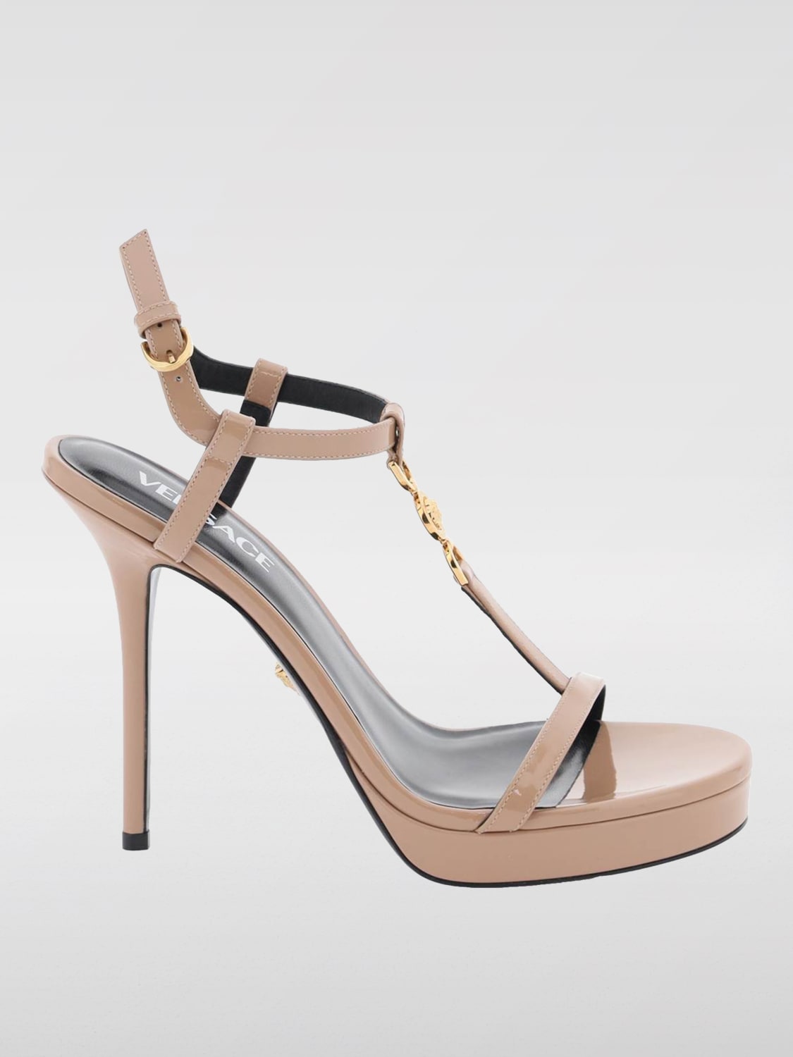 VERSACE HEELED SANDALS: Shoes woman Versace, Beige - Img 1