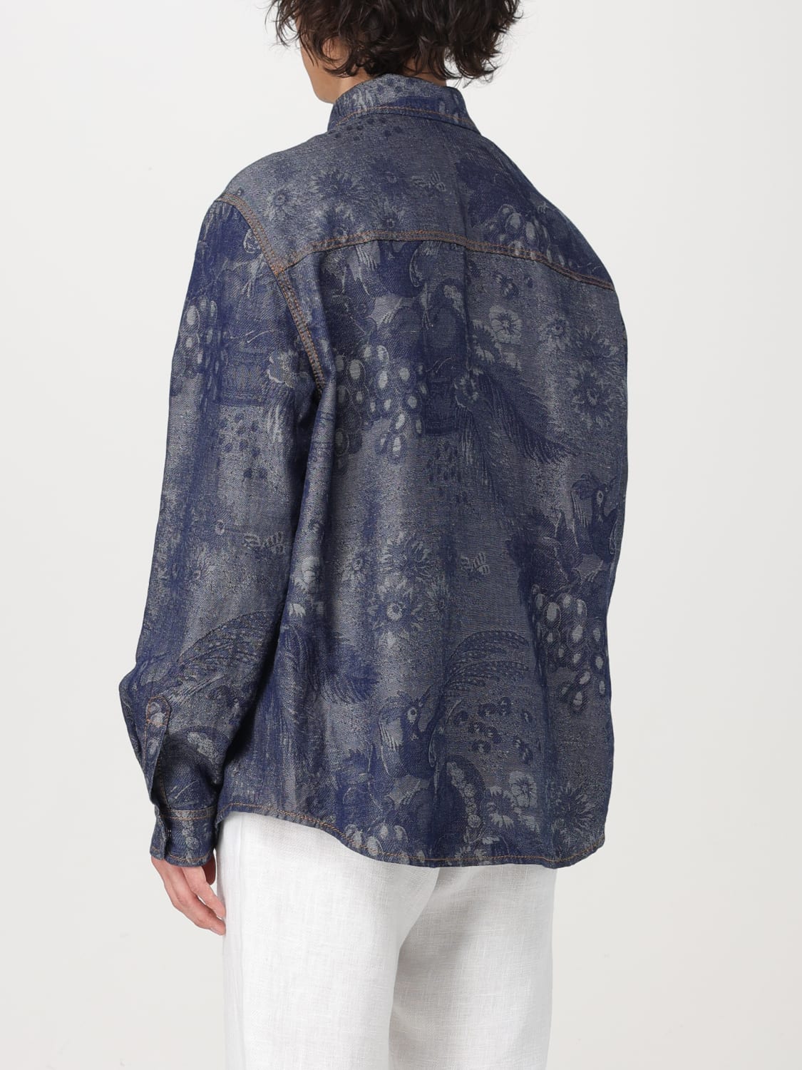 ETRO CAMICIA: Camicia Etro in denim con motivo jacquard , Denim - Img 3