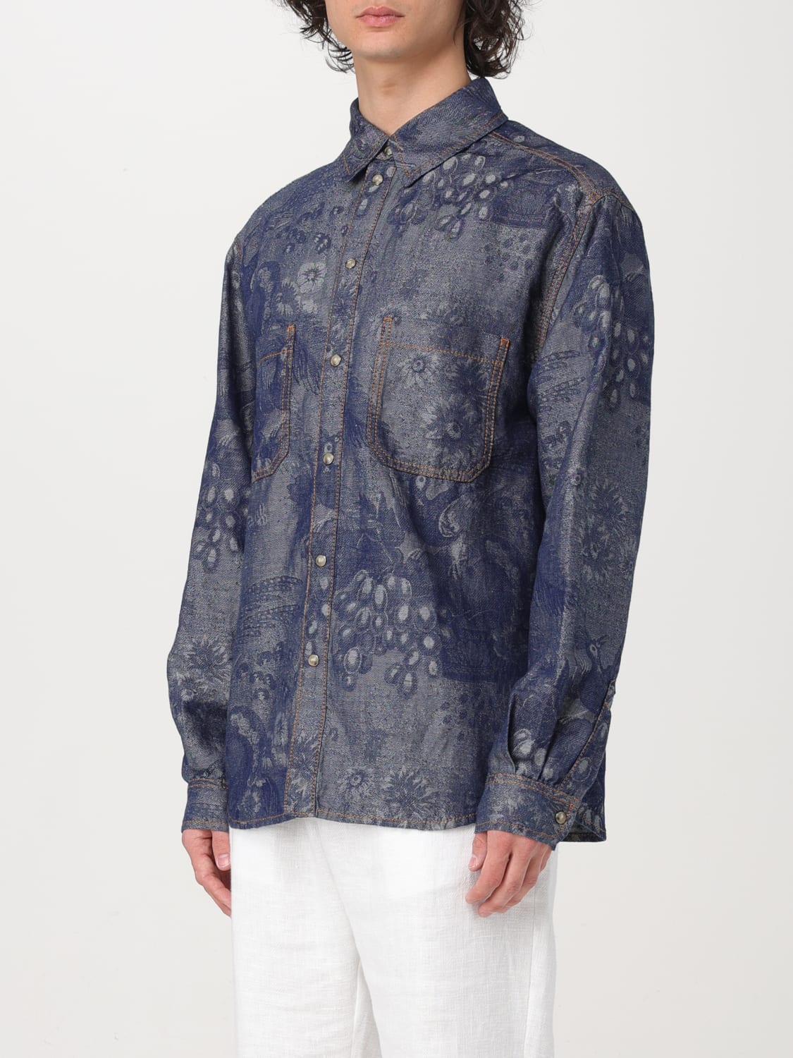 ETRO CAMICIA: Camicia Etro in denim con motivo jacquard , Denim - Img 4