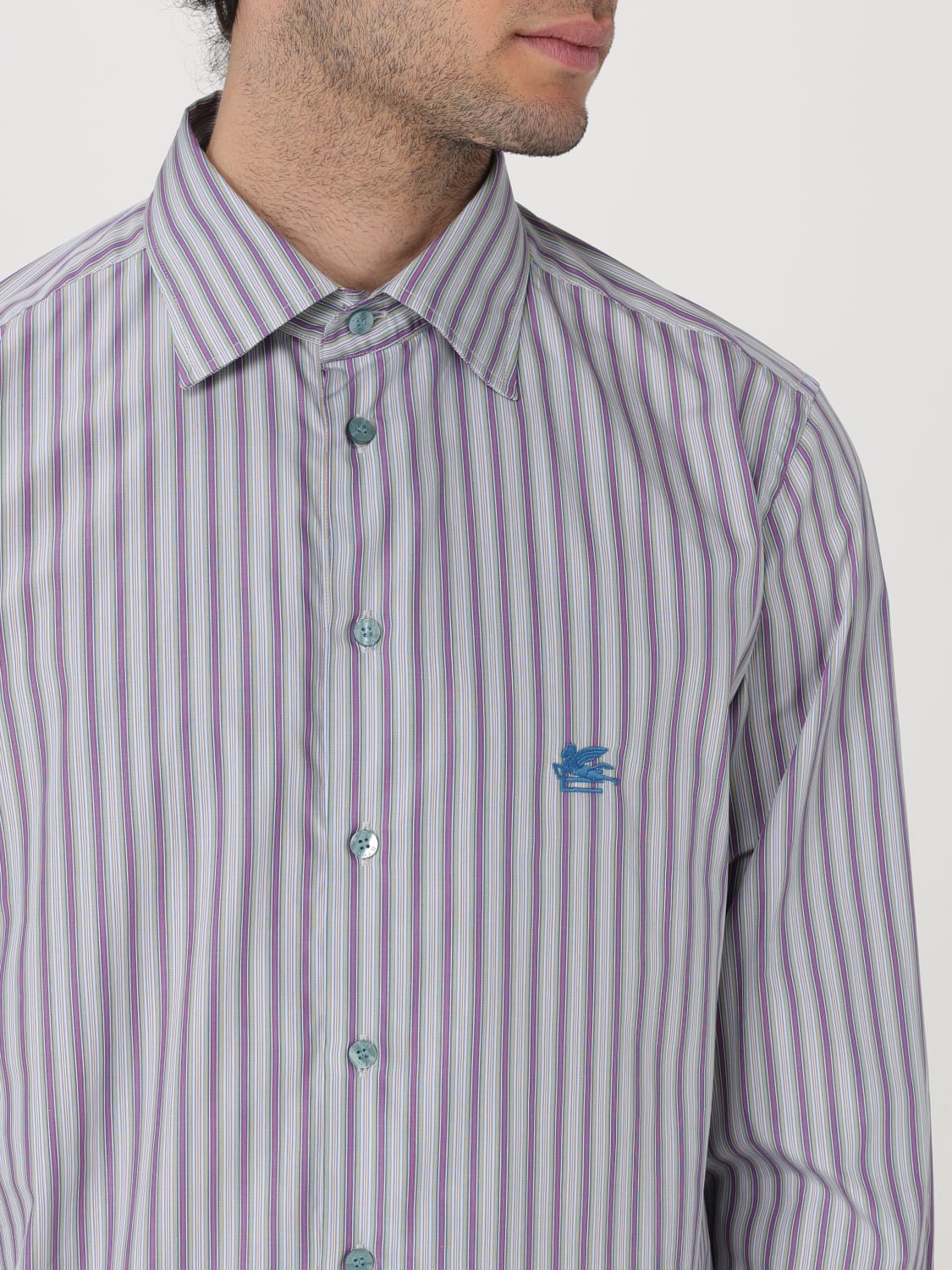 ETRO CAMICIA: Camicia Etro in popeline di cotone a righe con logo , Rigato - Img 4