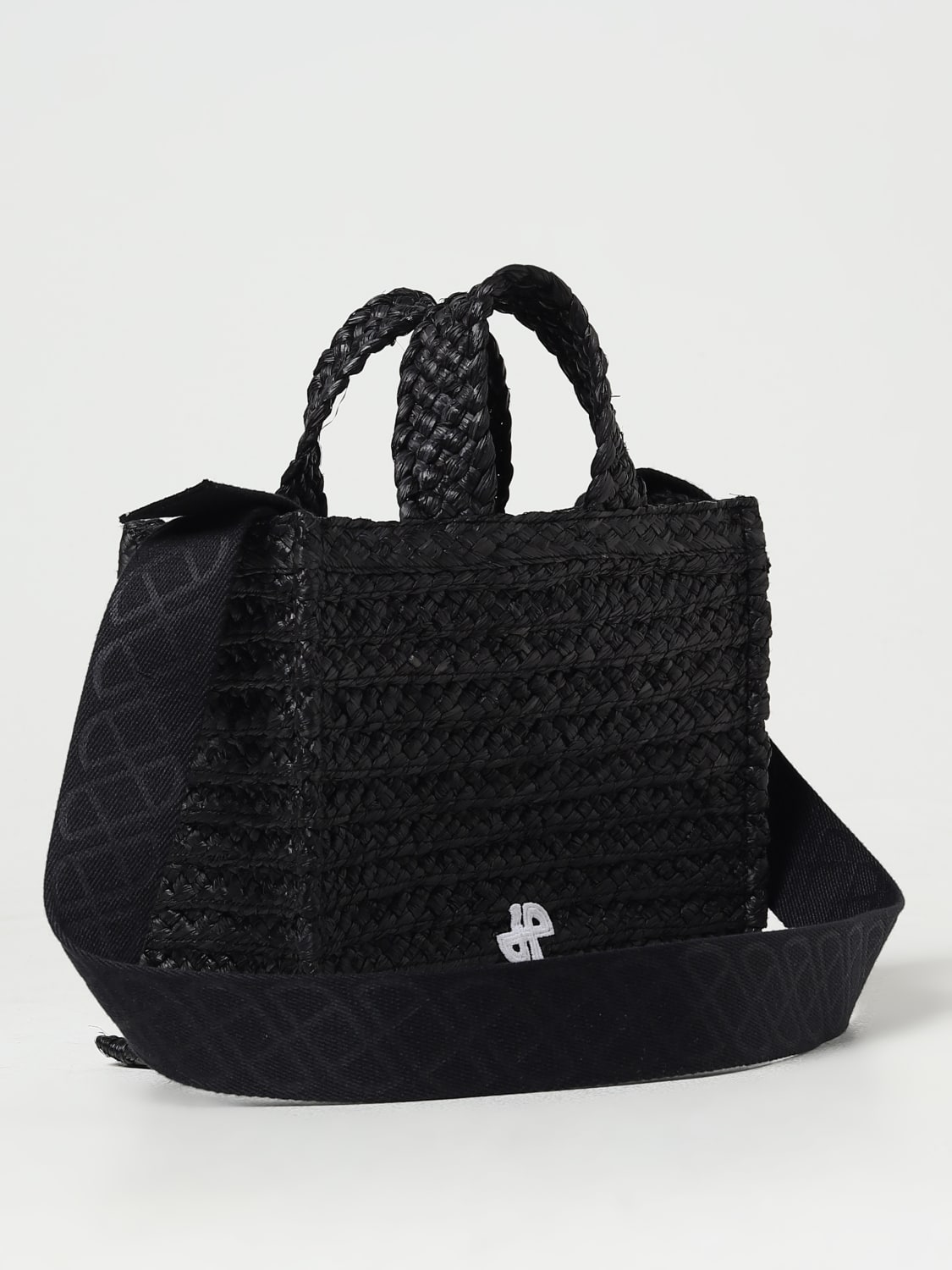 PATOU BORSA MINI: Borsa mini Patou in rafia, Nero - Img 2