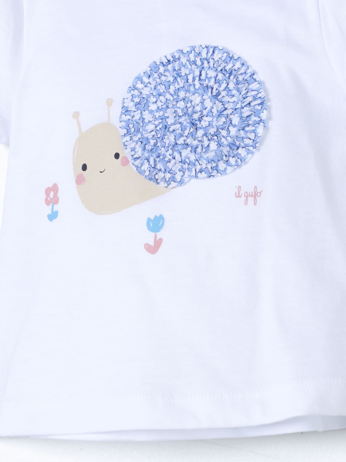 IL GUFO T-SHIRT: T-shirt Il Gufo in cotone con stampa, Bianco - Img 3