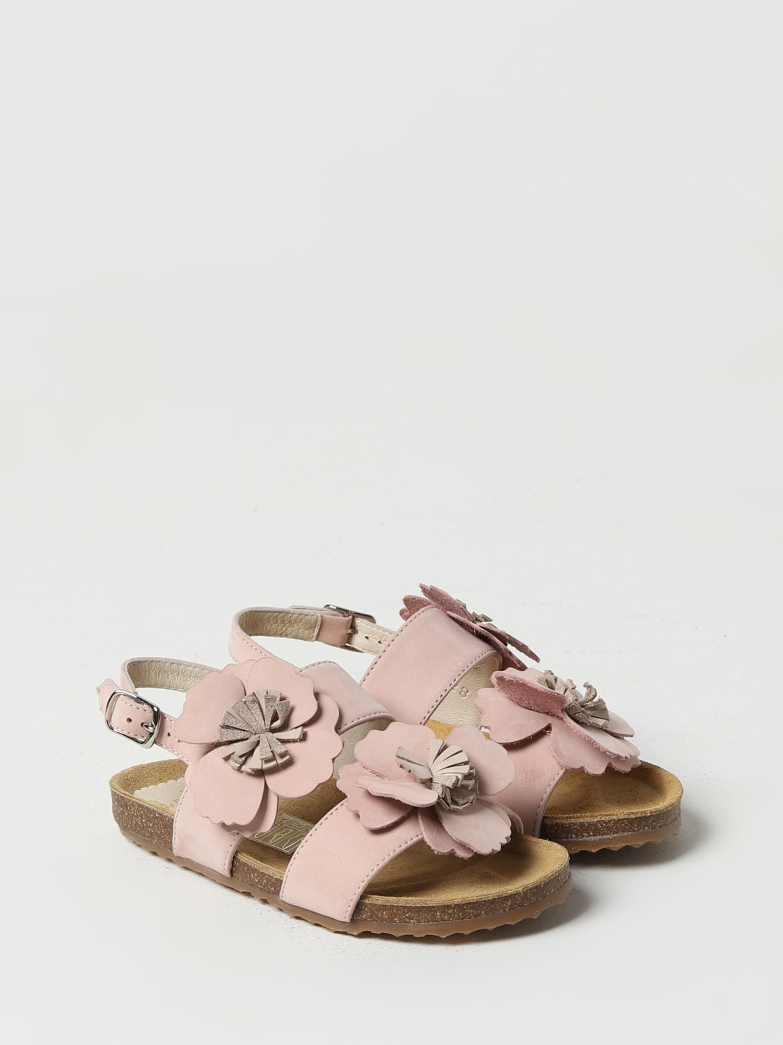 IL GUFO SCARPE: Sandalo Il Gufo in pelle con fiori , Rosa - Img 2