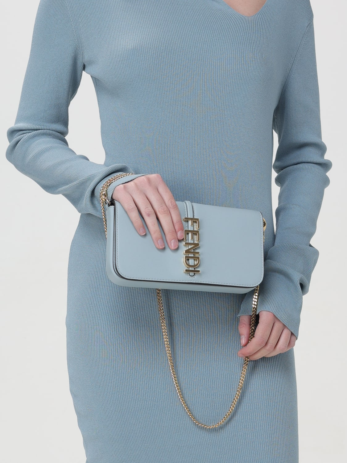 FENDI MINI-TASCHE: Geldbeutel damen Fendi, Blau - Img 2