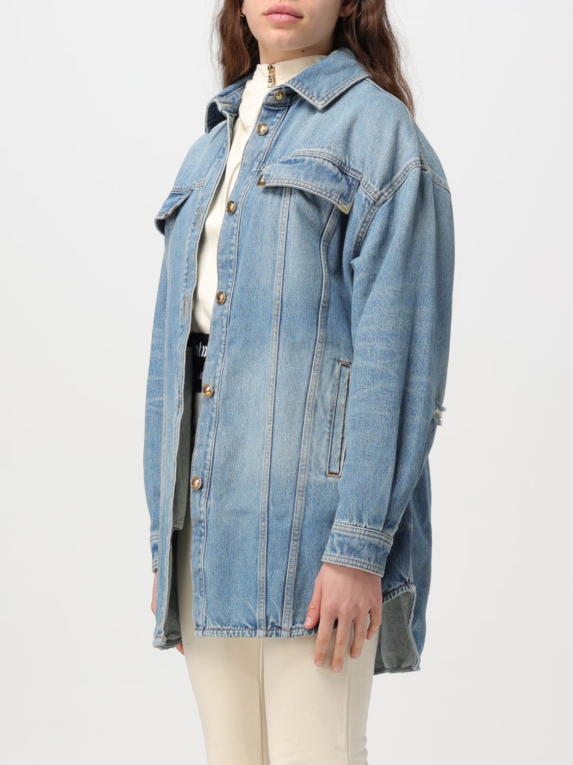 ジャケット PALM ANGELS Woman Jacket Blue PWYD021S24DEN001 4040 Palm Angels Outlet: Jacket woman - Blue | Palm Angels jacket