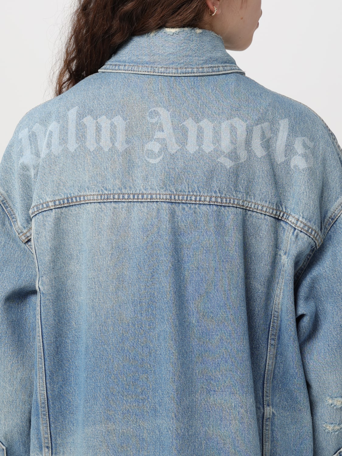 ジャケット PALM ANGELS Woman Jacket Blue PWYD021S24DEN001 4040 Palm Angels Outlet: Jacket woman - Blue | Palm Angels jacket