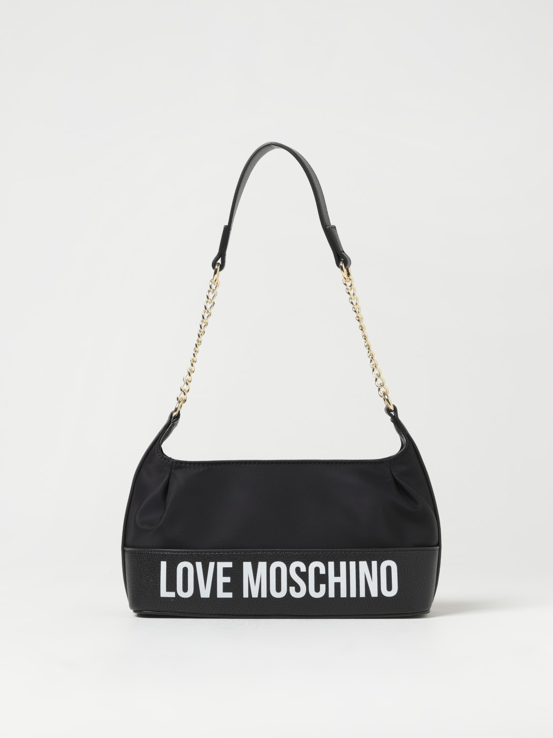 LOVE MOSCHINO BORSA A SPALLA: Borsa Love Moschino in nylon e pelle sintetica, Nero - Img 1