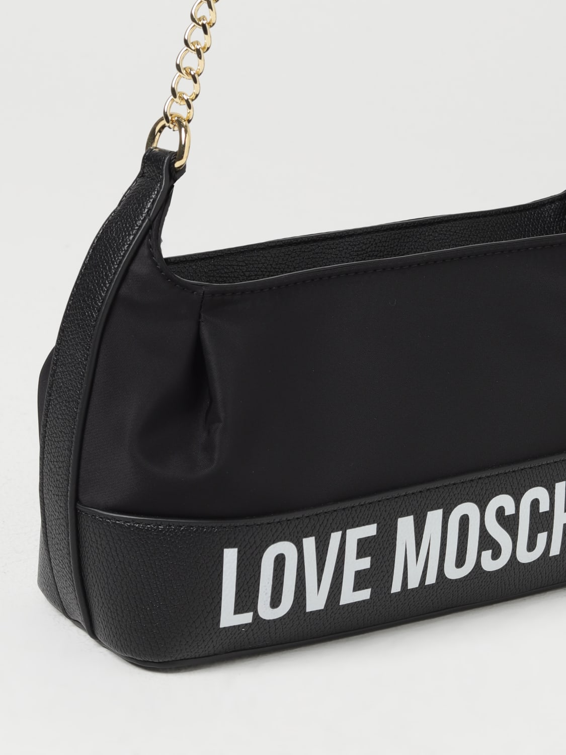 LOVE MOSCHINO BORSA A SPALLA: Borsa Love Moschino in nylon e pelle sintetica, Nero - Img 3