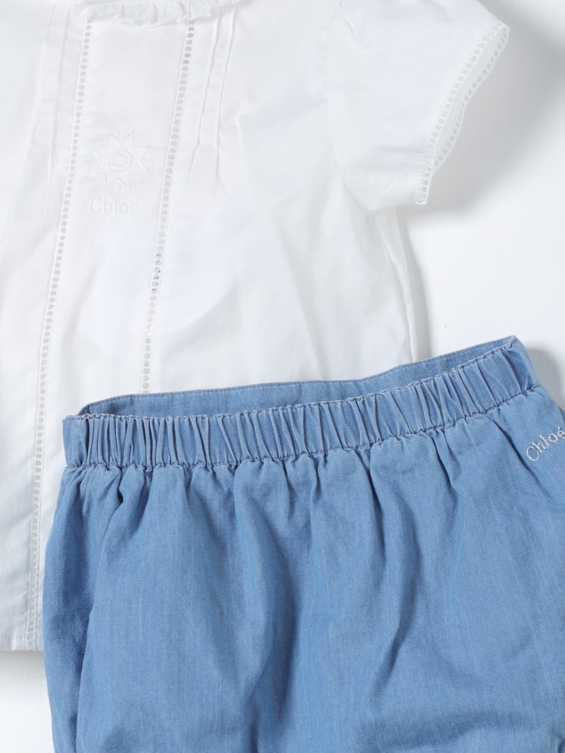 CHLOÉ JUMPSUIT: Chloé baby set, White - Img 3