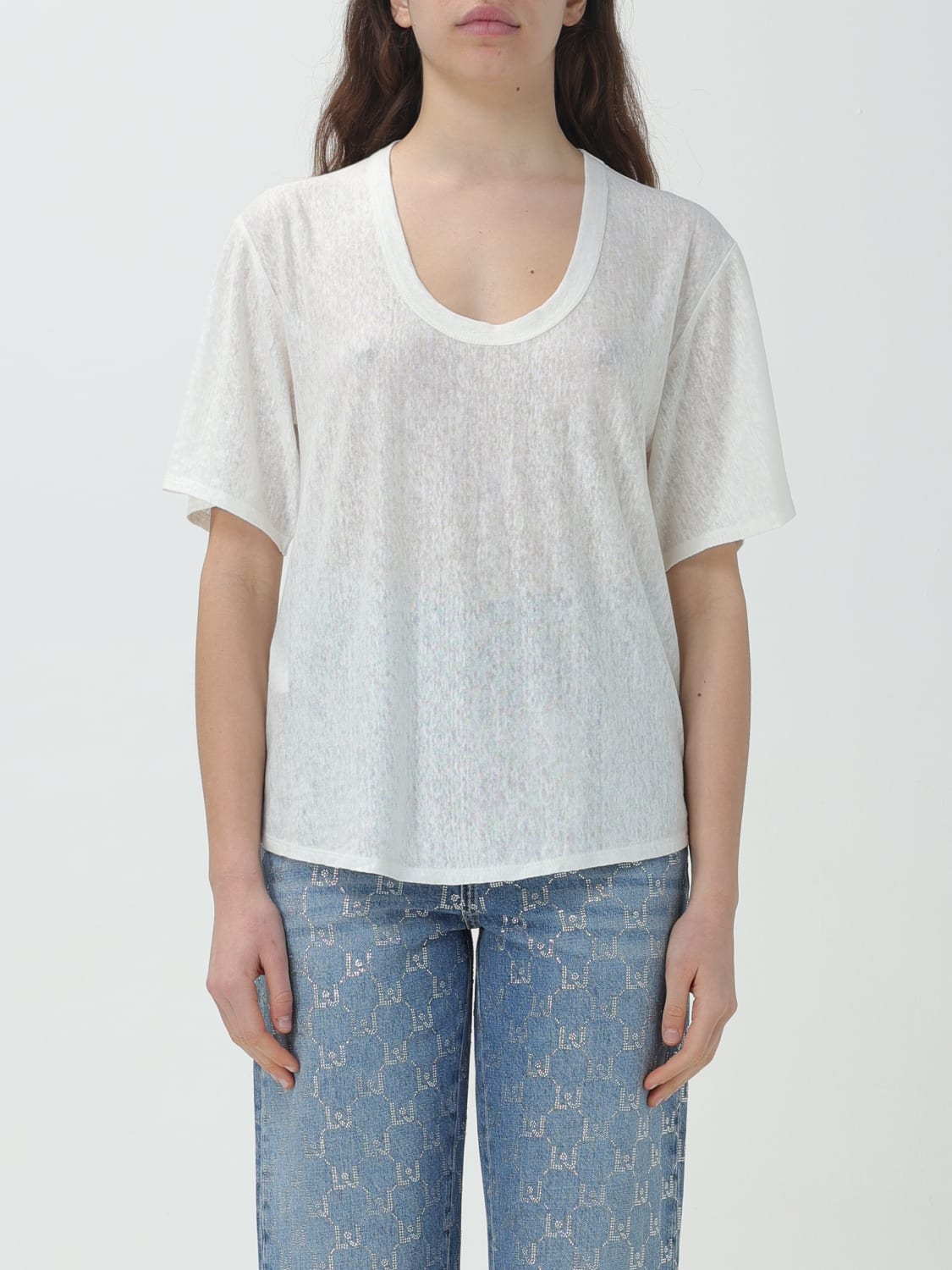 PINKO T-SHIRT: T-shirt Pinko in lino , Bianco - Img 1