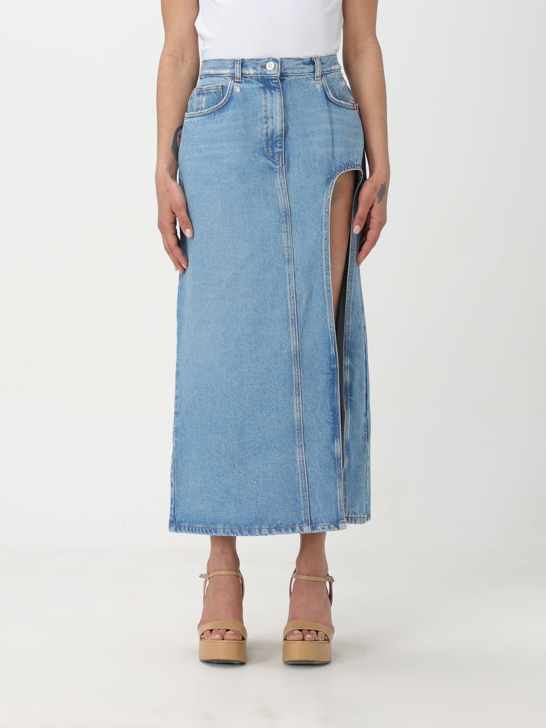 AMISH: Jeans woman - Denim | Amish skirt AMD076D5922502 online at ...