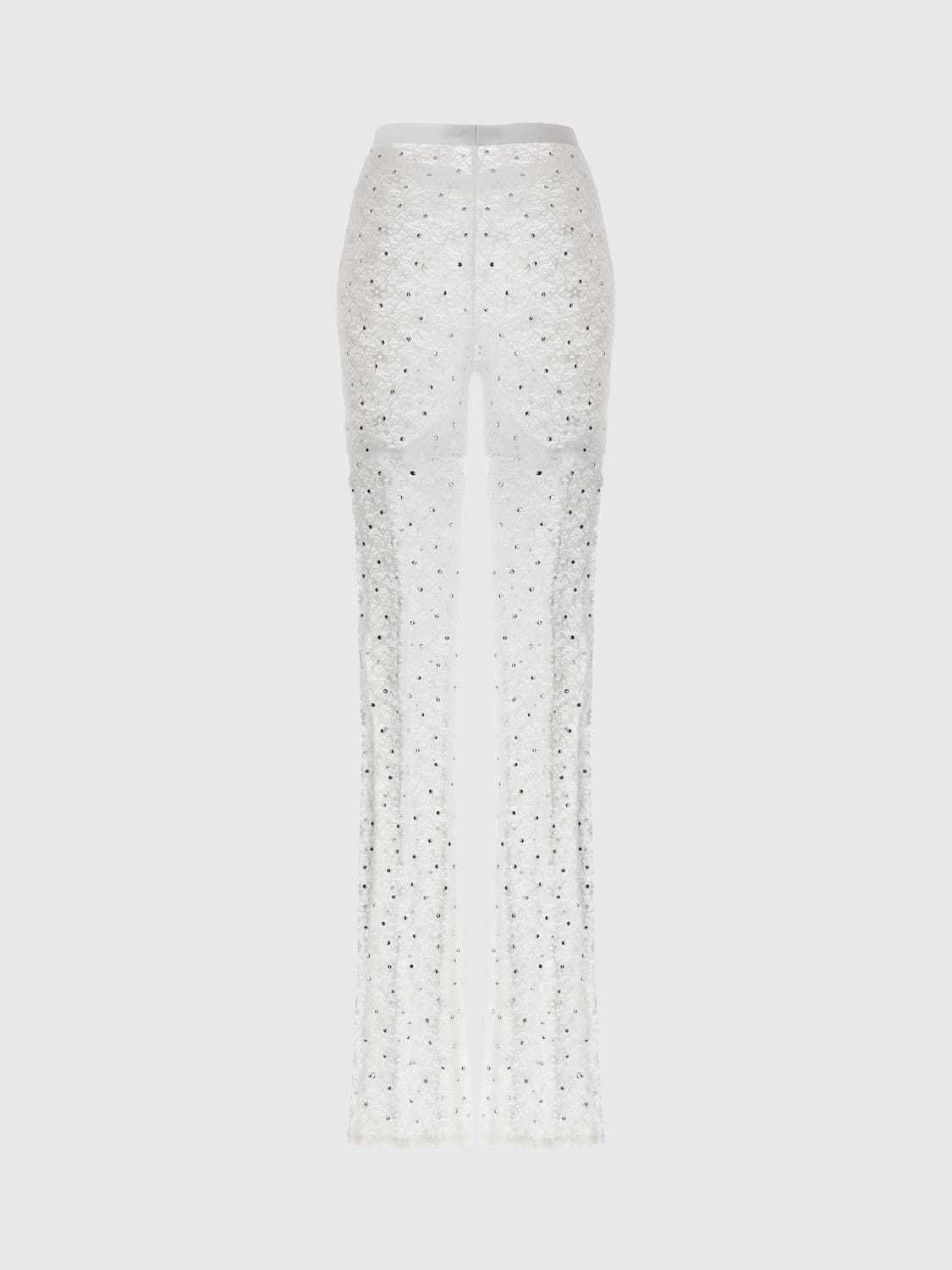 ALESSANDRA RICH PANTALONI: Pantalone di pizzo con strass Alessandra Rich, Bianco - Img 2