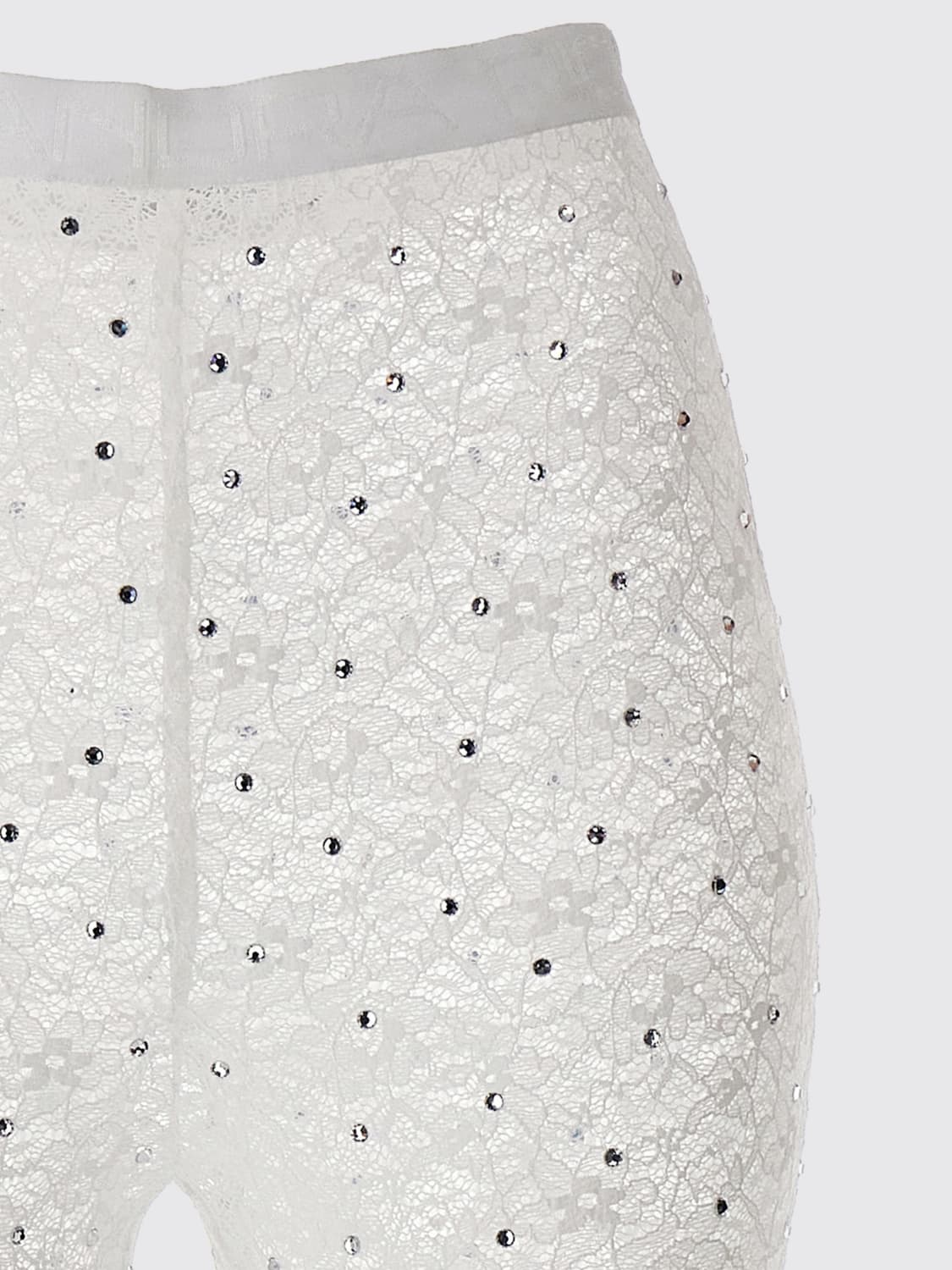 ALESSANDRA RICH PANTALONI: Pantalone di pizzo con strass Alessandra Rich, Bianco - Img 3