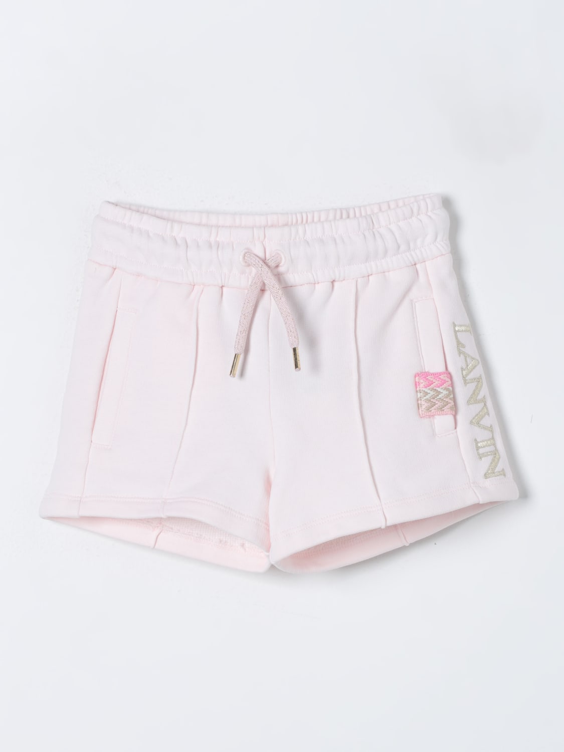 LANVIN PANTALONCINO: Shorts Lanvin in cotone con logo ricamato , Rosa - Img 1