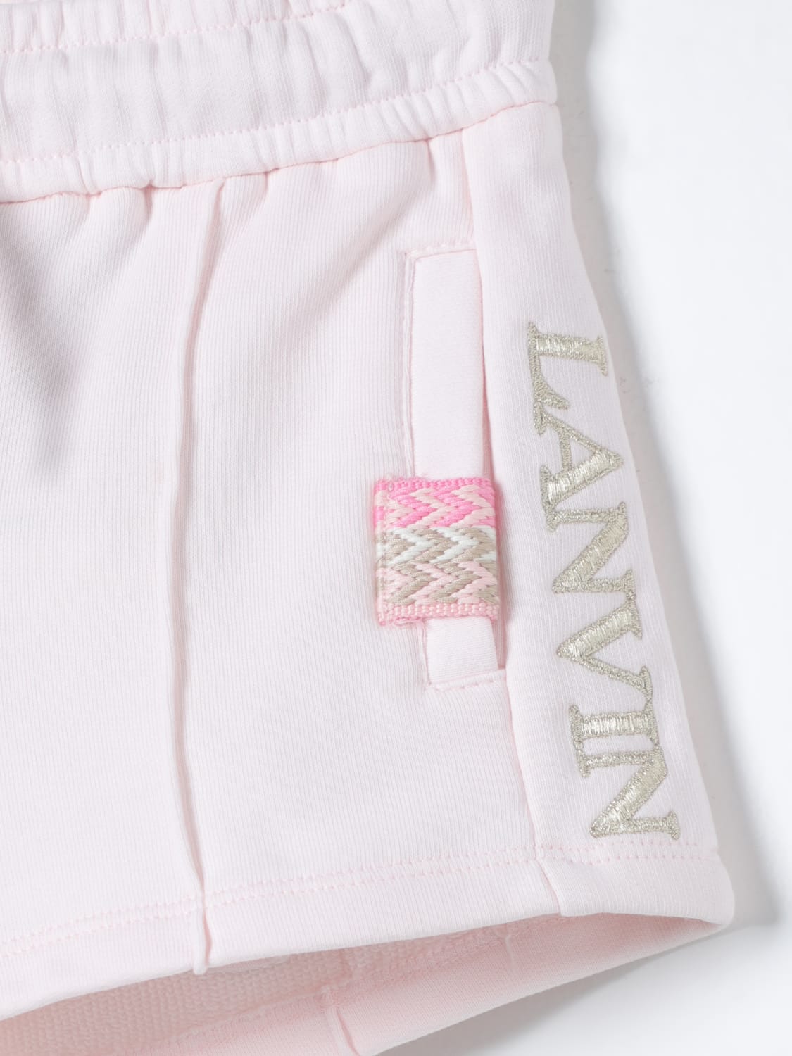 LANVIN PANTALONCINO: Shorts Lanvin in cotone con logo ricamato , Rosa - Img 3