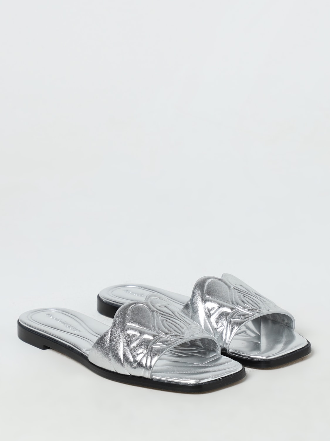 McQueen Outlet: Flat sandals woman - Silver | McQueen flat
