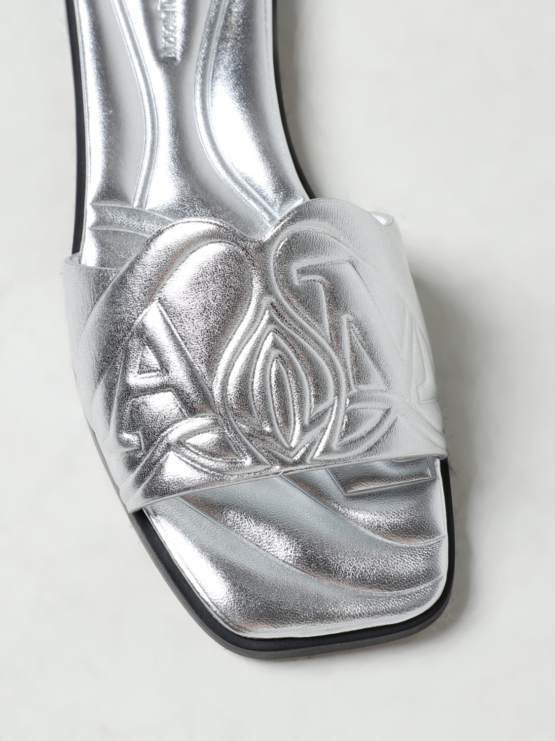 McQueen Outlet: Flat sandals woman - Silver | McQueen flat