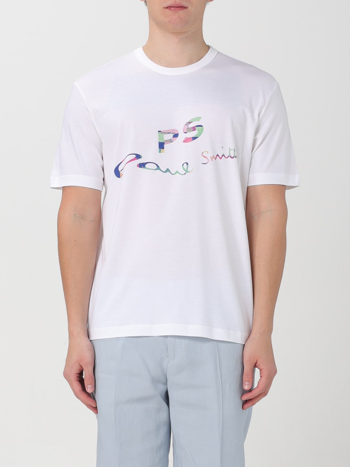 Tシャツ・カットソー PS BY PAUL SMITH Men T Shirts M2R731YMP4540 WHITE Men's White 'PS Logo' T-Shirt