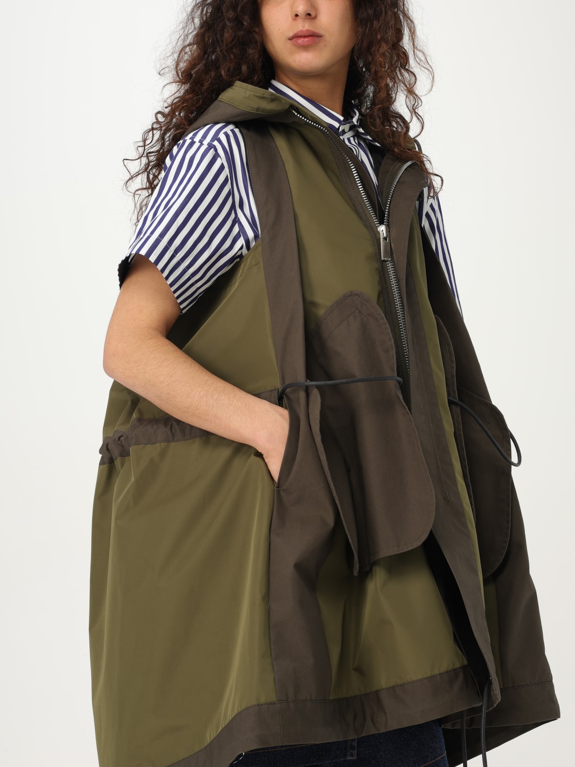 SACAI GILET: Veste femme Sacai, Vert - Img 5