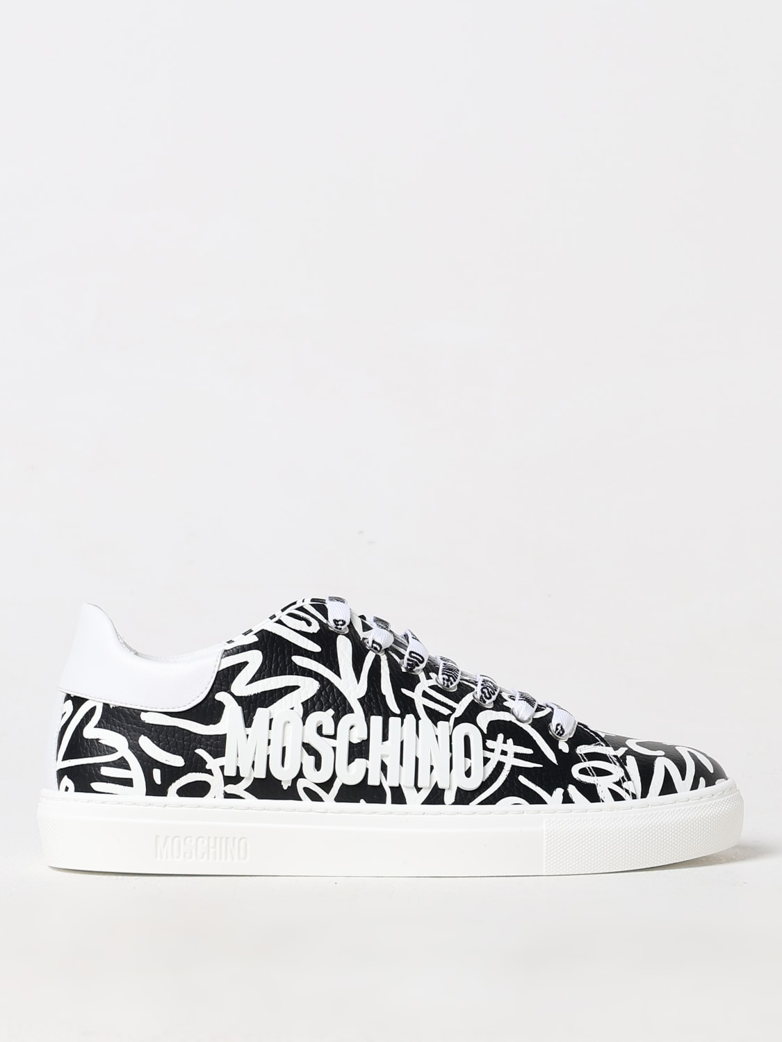 Giglio Sneakers Moschino Couture in pelle a grana con logo all over