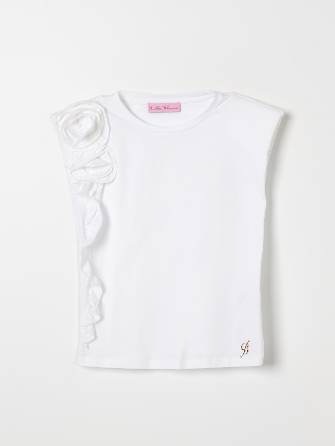 MISS BLUMARINE ТОП: Футболка Детское Miss Blumarine, Белый - Img 1