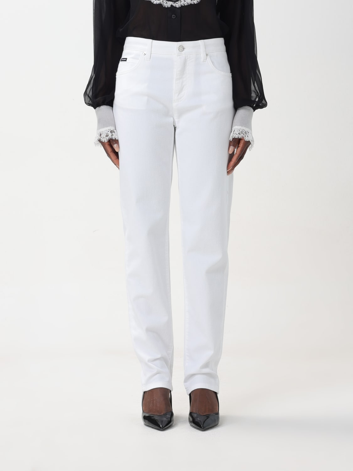 DOLCE & GABBANA JEANS: Pants woman Dolce & Gabbana, White - Img 1