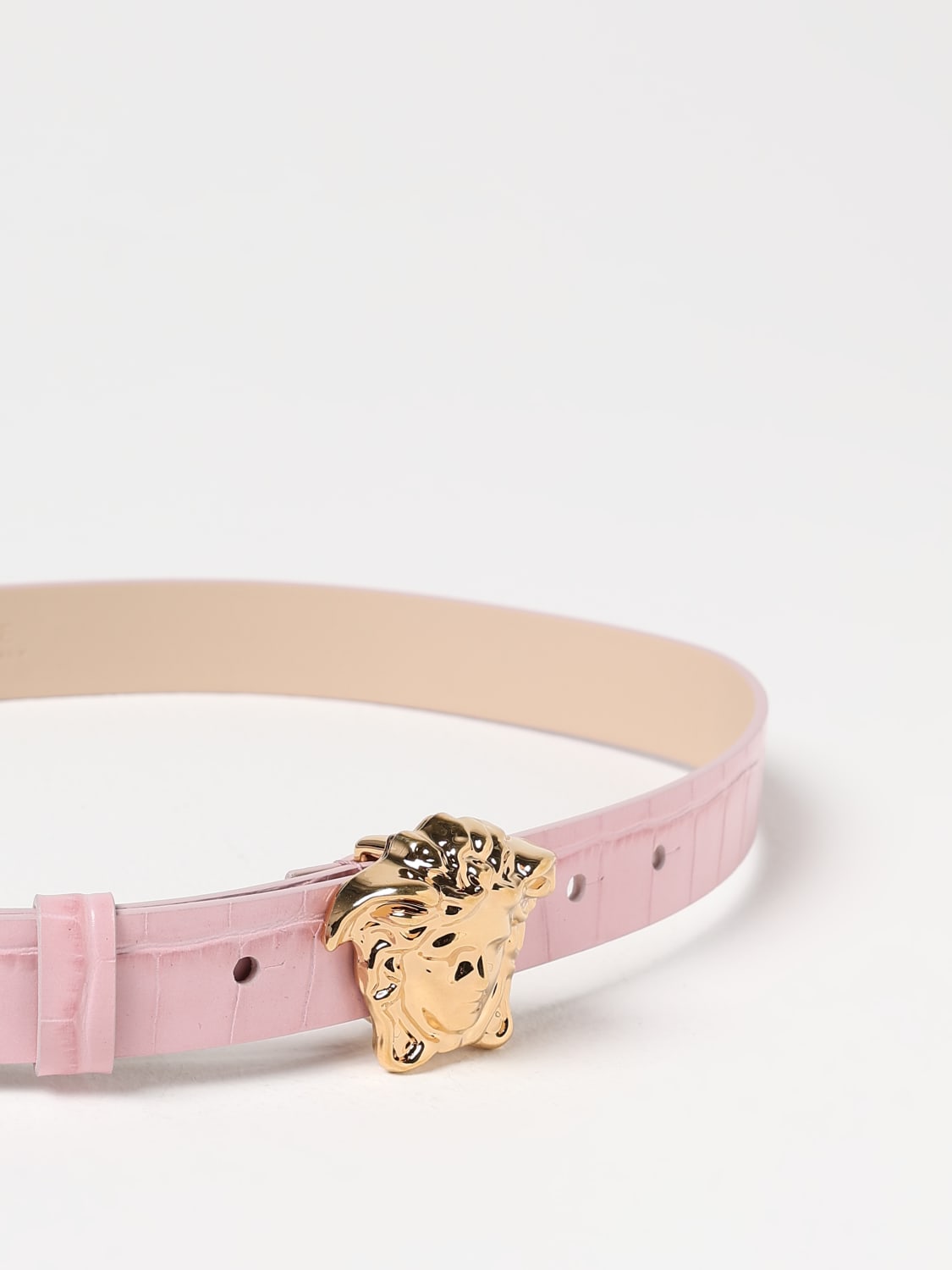 VERSACE CINTURA: Cintura Medusa Versace Young in pelle stampa cocco, Rosa - Img 2