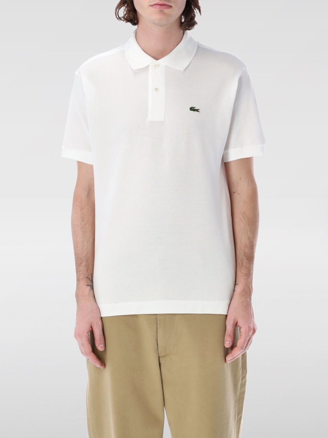 ラコステ ポロシャツ L ホワイト L1212 X LACOSTE（ラコステ）Classic Fit Pique Polo Shirt（クラシック