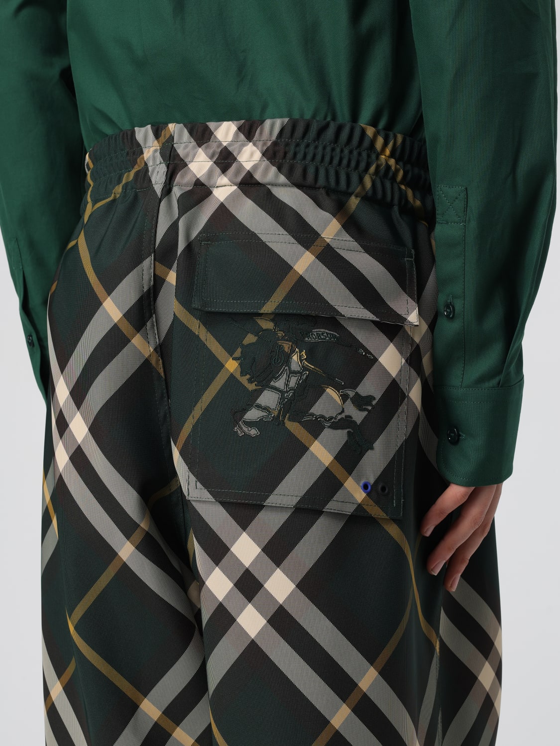 BURBERRY PANTS: Pants men Burberry, Green - Img 5