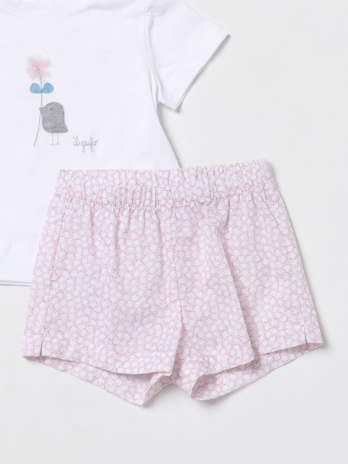 IL GUFO JUMPSUIT: Il Gufo baby t-shirt and shorts set, Pink - Img 3