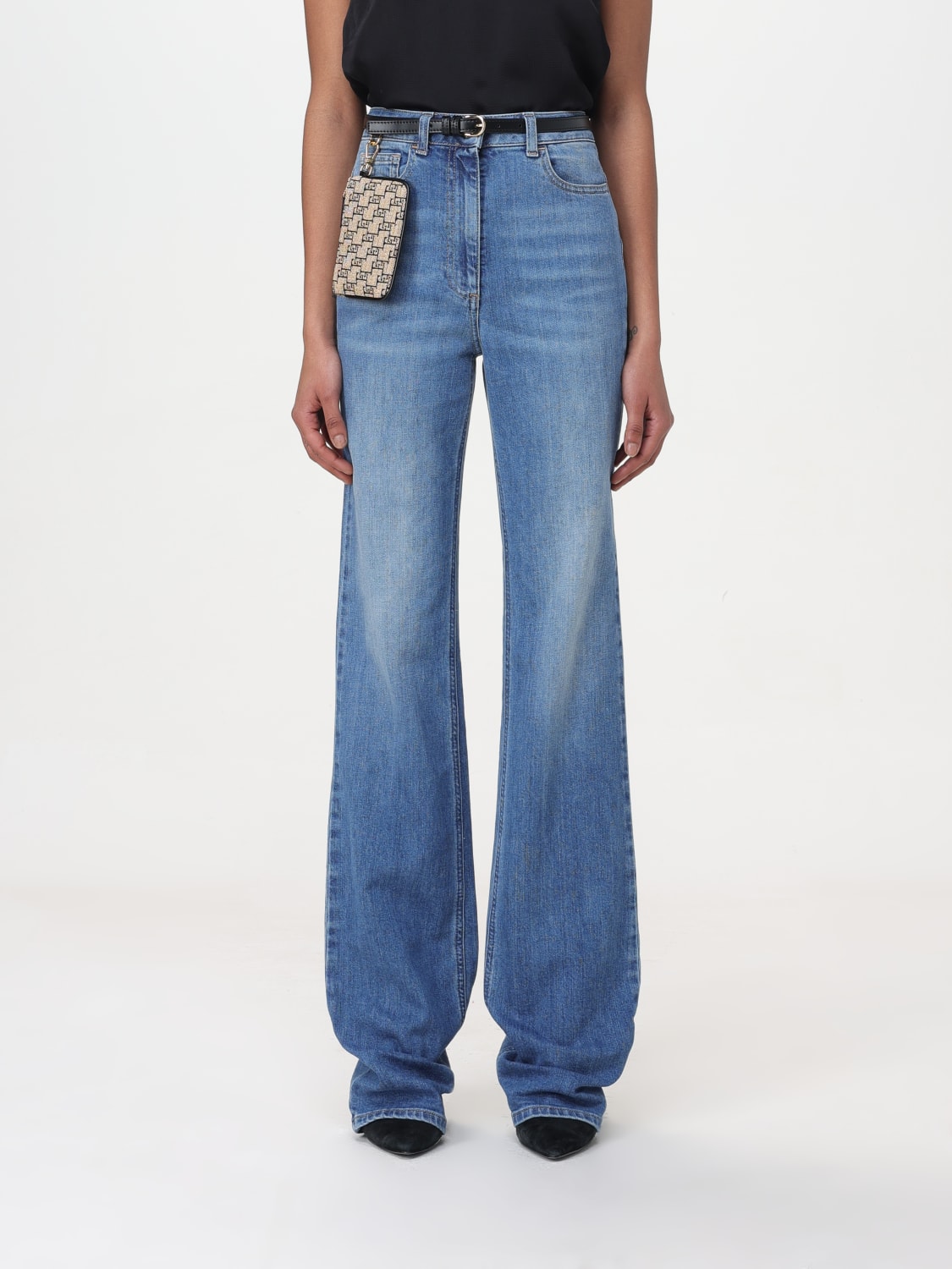 デニム・ジーパン ELISABETTA FRANCHI Woman Jeans Gnawed Blue PJ86I 192 ELISABETTA FRANCHI: Pants woman - Gnawed Blue | Elisabetta