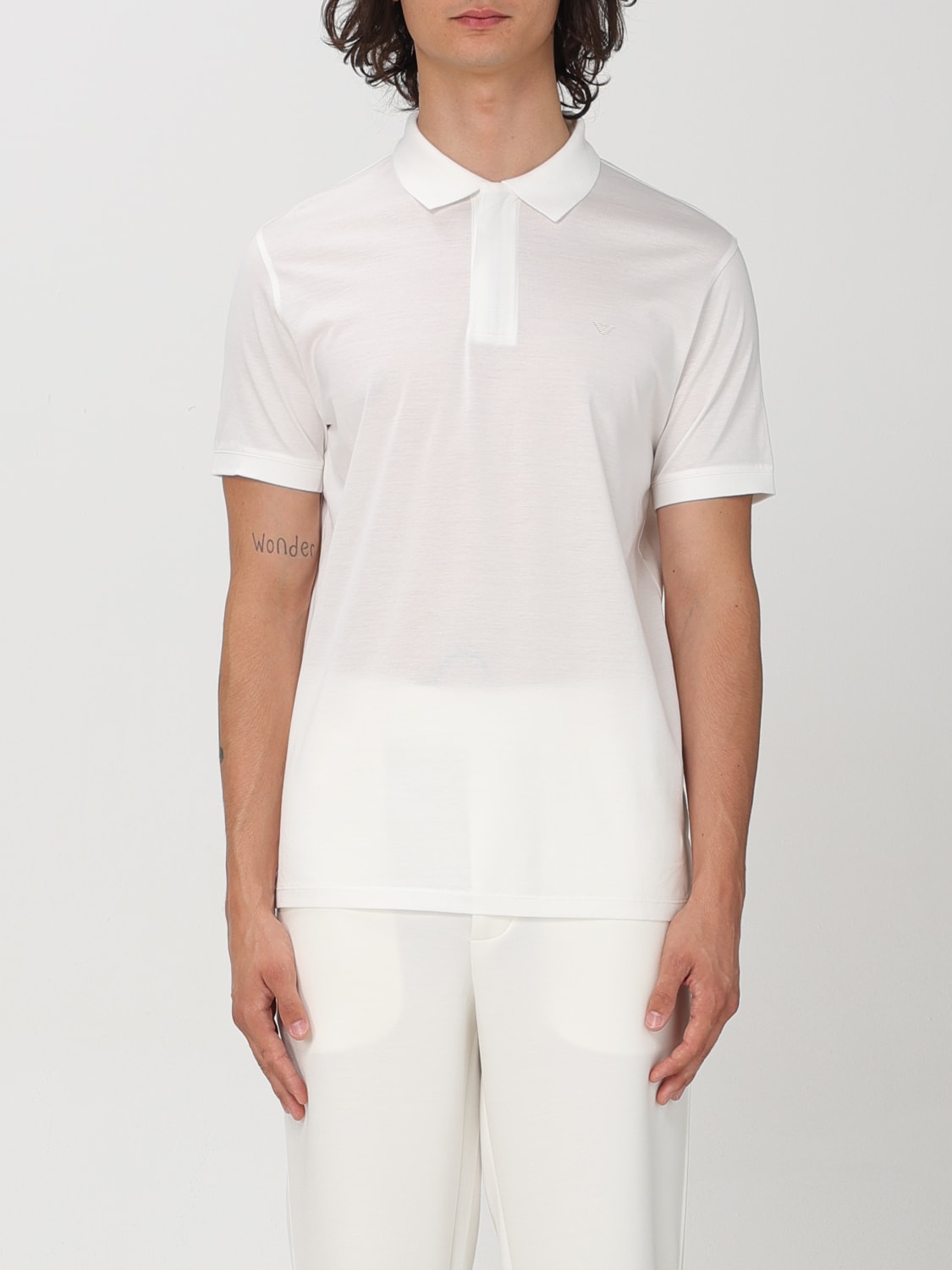 EMPORIO ARMANI POLO: Polo Emporio Armani in piquet con logo , Bianco - Img 1