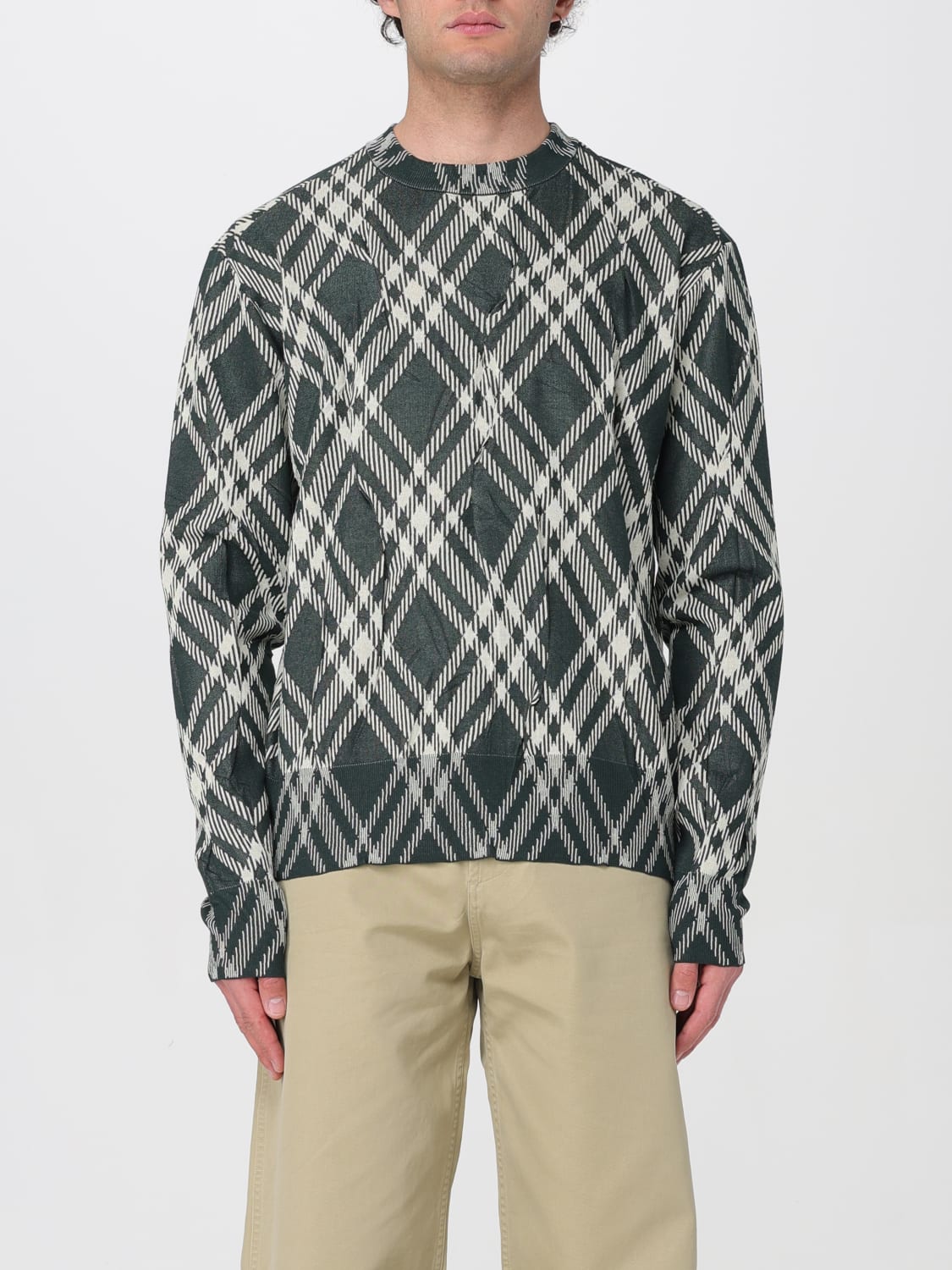 BURBERRY SWEATER: Sweater men Burberry, Green - Img 1