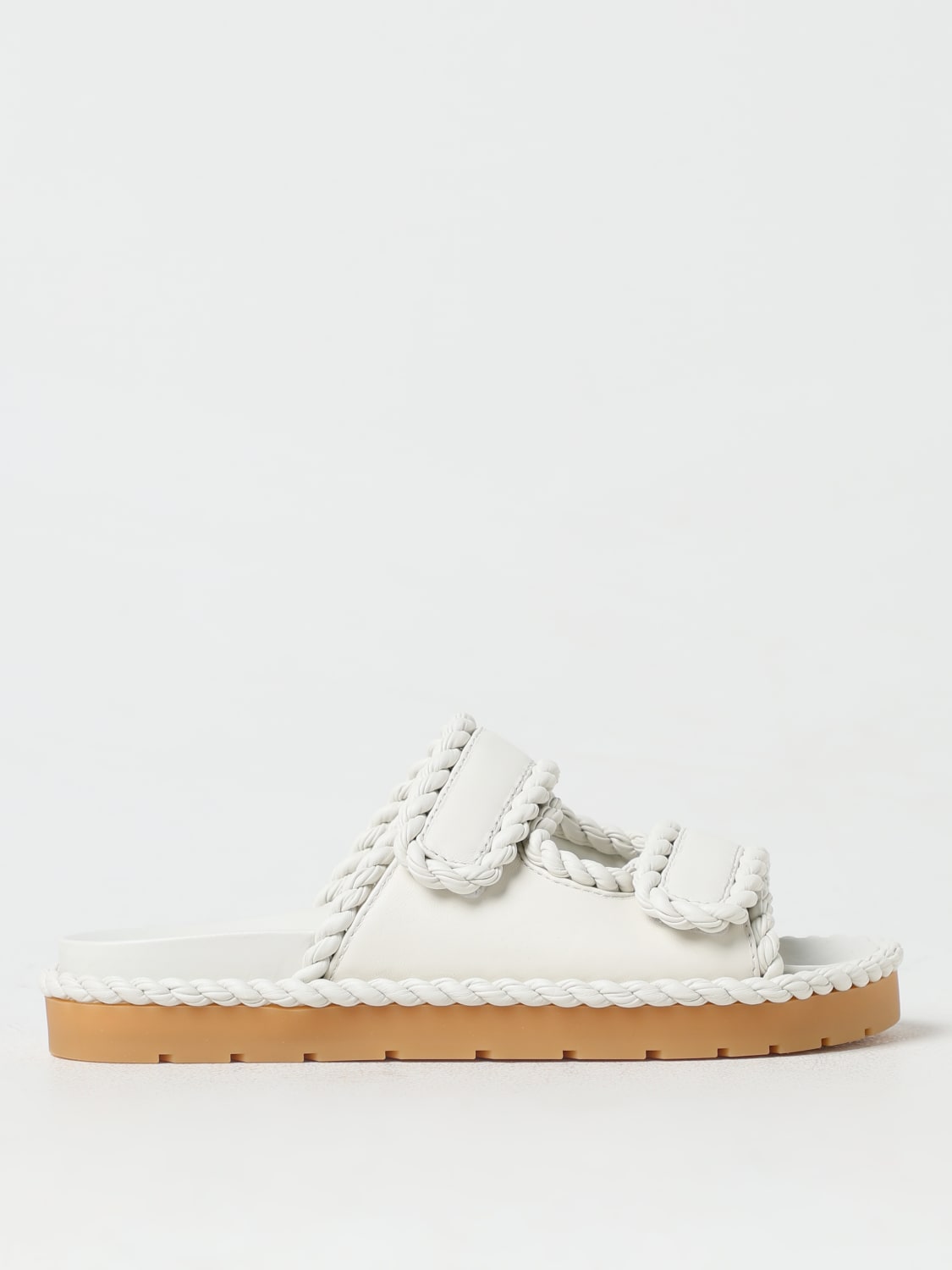 BOTTEGA VENETA FLAT SANDALS: Flat shoes woman Bottega Veneta, Beige - Img 1