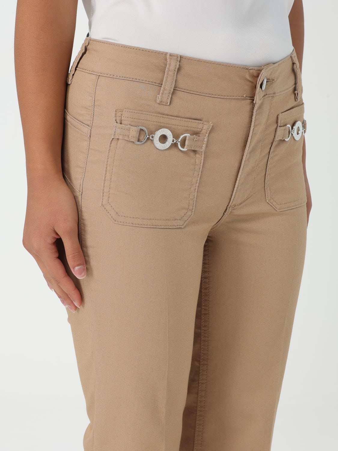 LIU JO PANTS: Pants woman Liu Jo, Camel - Img 3