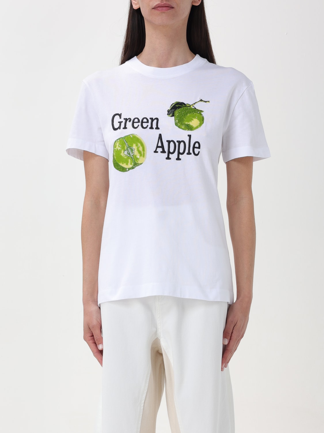 Tシャツ・カットソー AUTRY SS25 Loose T-shirt in compact cotton (TSPX 12OK) Autry Tonal Logo Boxy Tee Woman