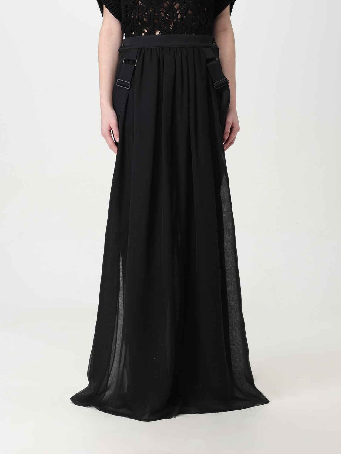 MAX MARA GONNA: Gonna Max Mara in seta con fettucce , Nero - Img 1