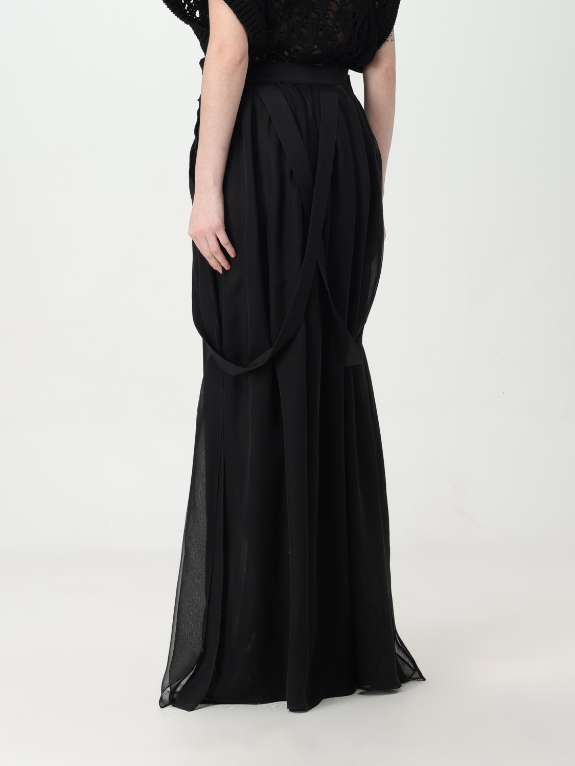 MAX MARA GONNA: Gonna Max Mara in seta con fettucce , Nero - Img 2